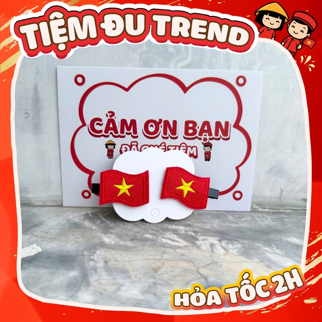 Set 2 Kẹp Tóc Cờ Đỏ Sao Vàng Mừng Các Ngày Lễ Việt Nam