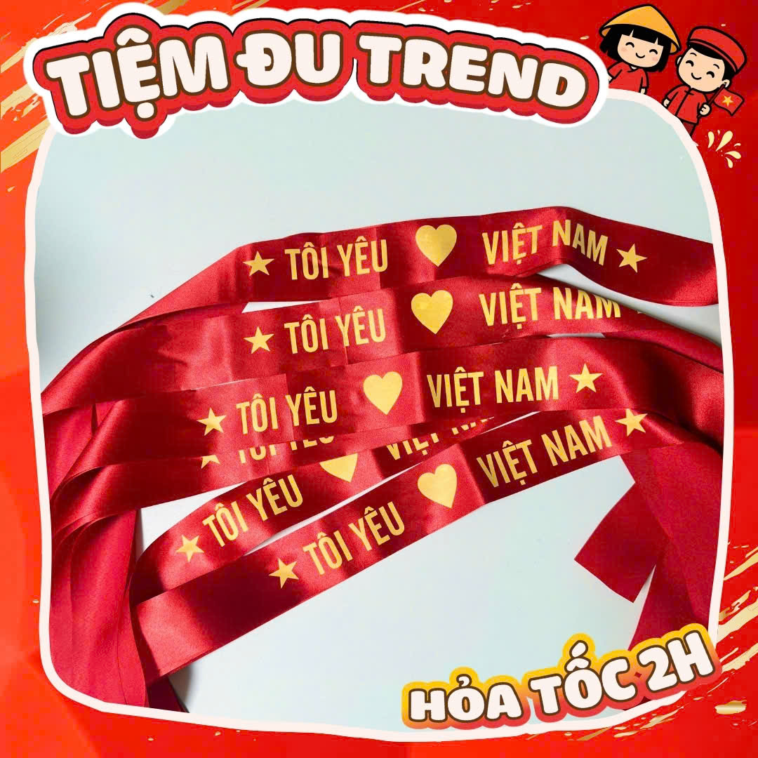 Băng rôn cổ vũ sự kiện, in chữ Tôi Yêu Việt Nam, hoạt náo, thể thao, lễ hội - Tiệm đu trend